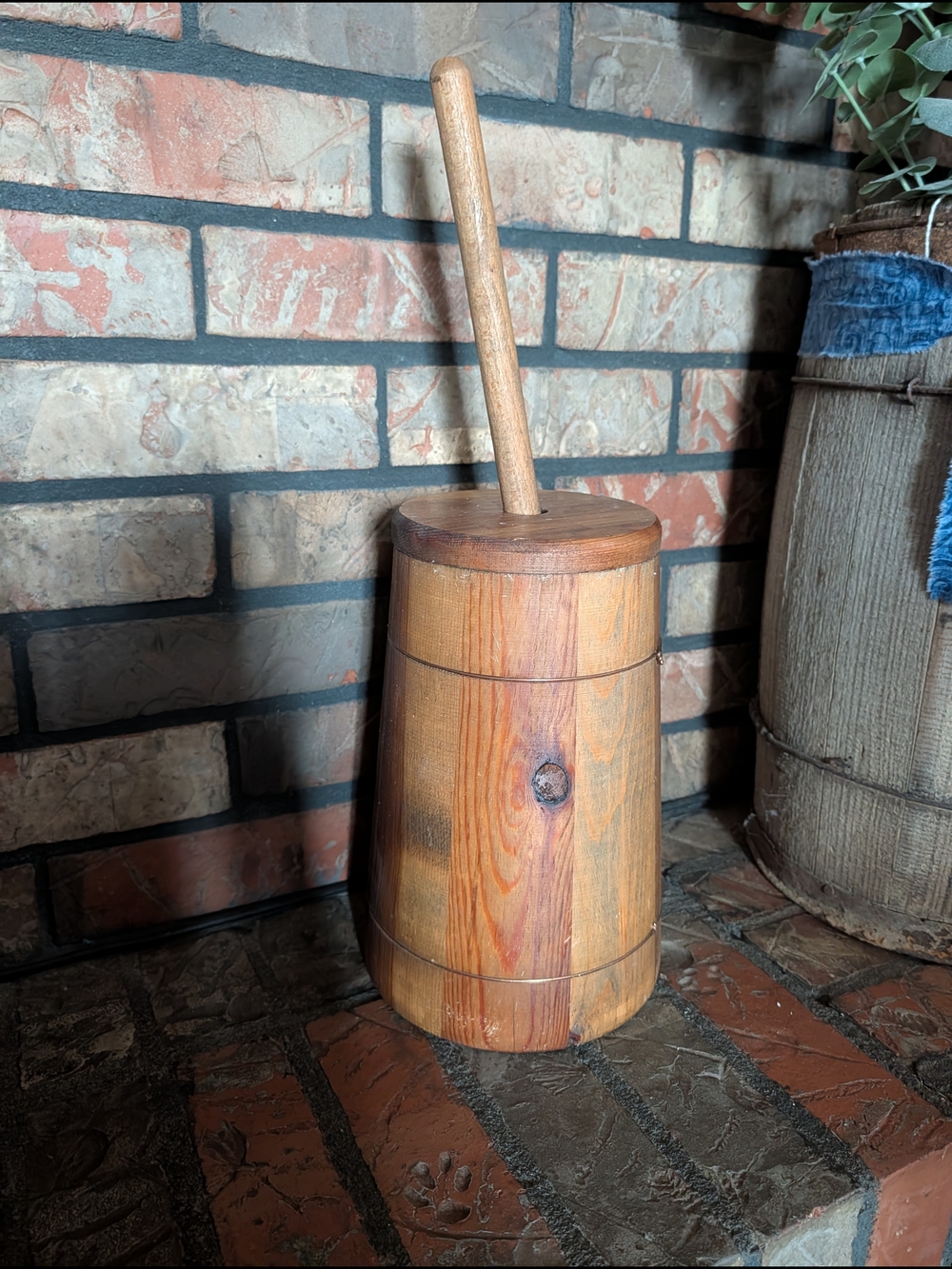 Rustic Wooden Butter Churn - Natural Wood Finish